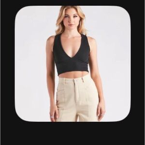 Elevate Everyday V-Neck Tank Crop Top in Black